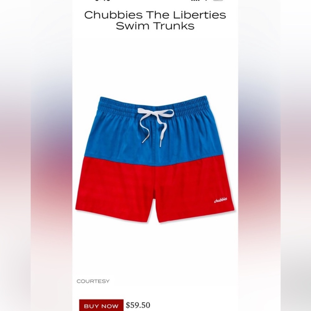 Chubbies The Liberties Men Small 5’ Swim Trunks